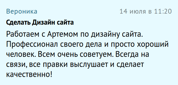 Отзыв: Вероника — Дизайн сайта, Workzilla