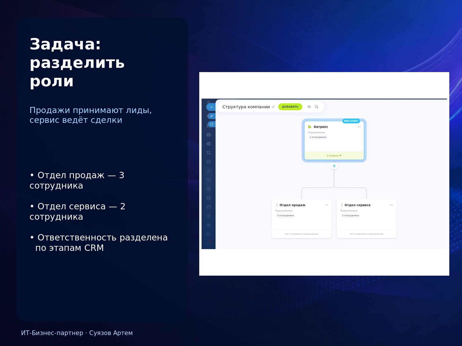 Bitrix24: структура отделов продаж и сервиса