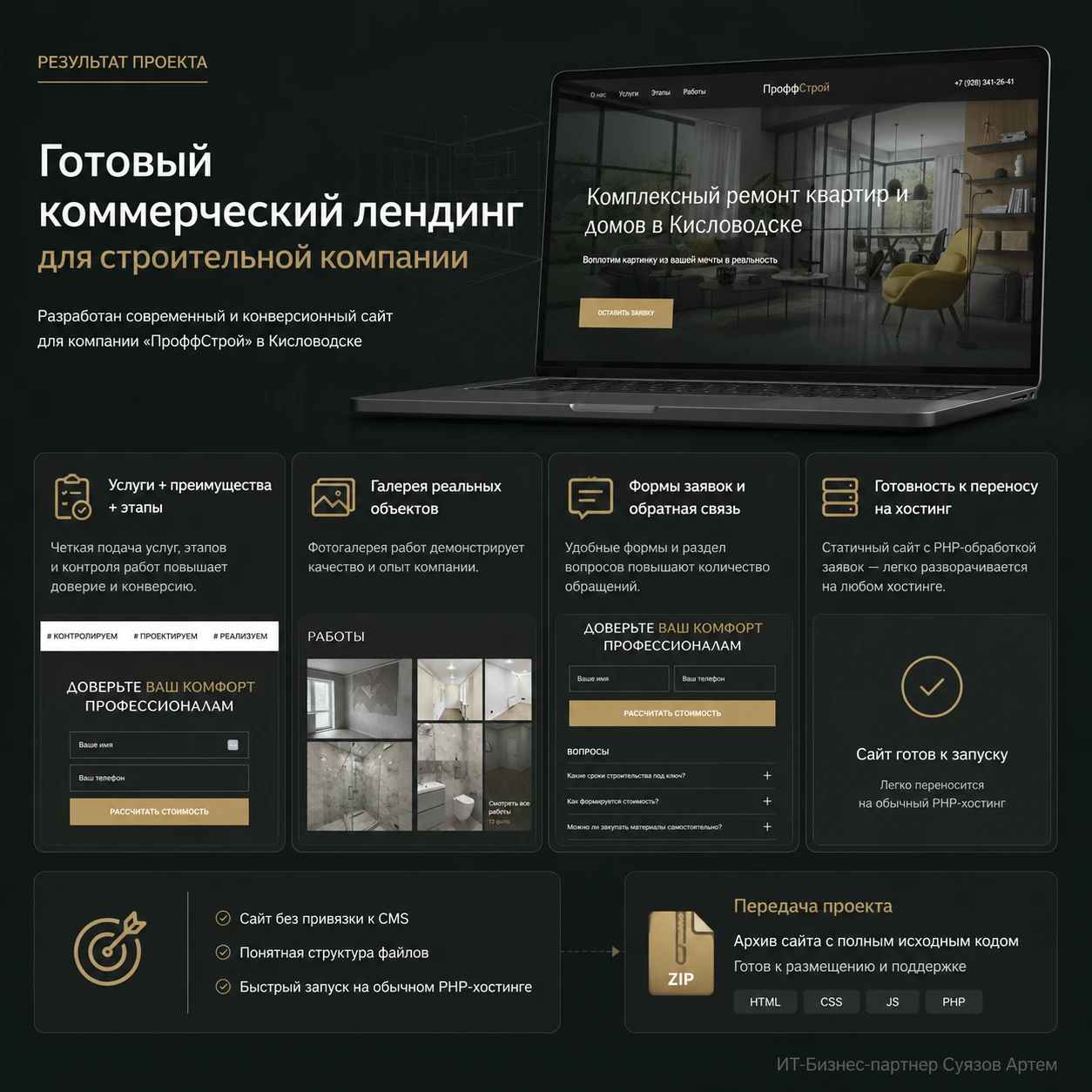 ПроффСтрой: итоговая структура строительного лендинга