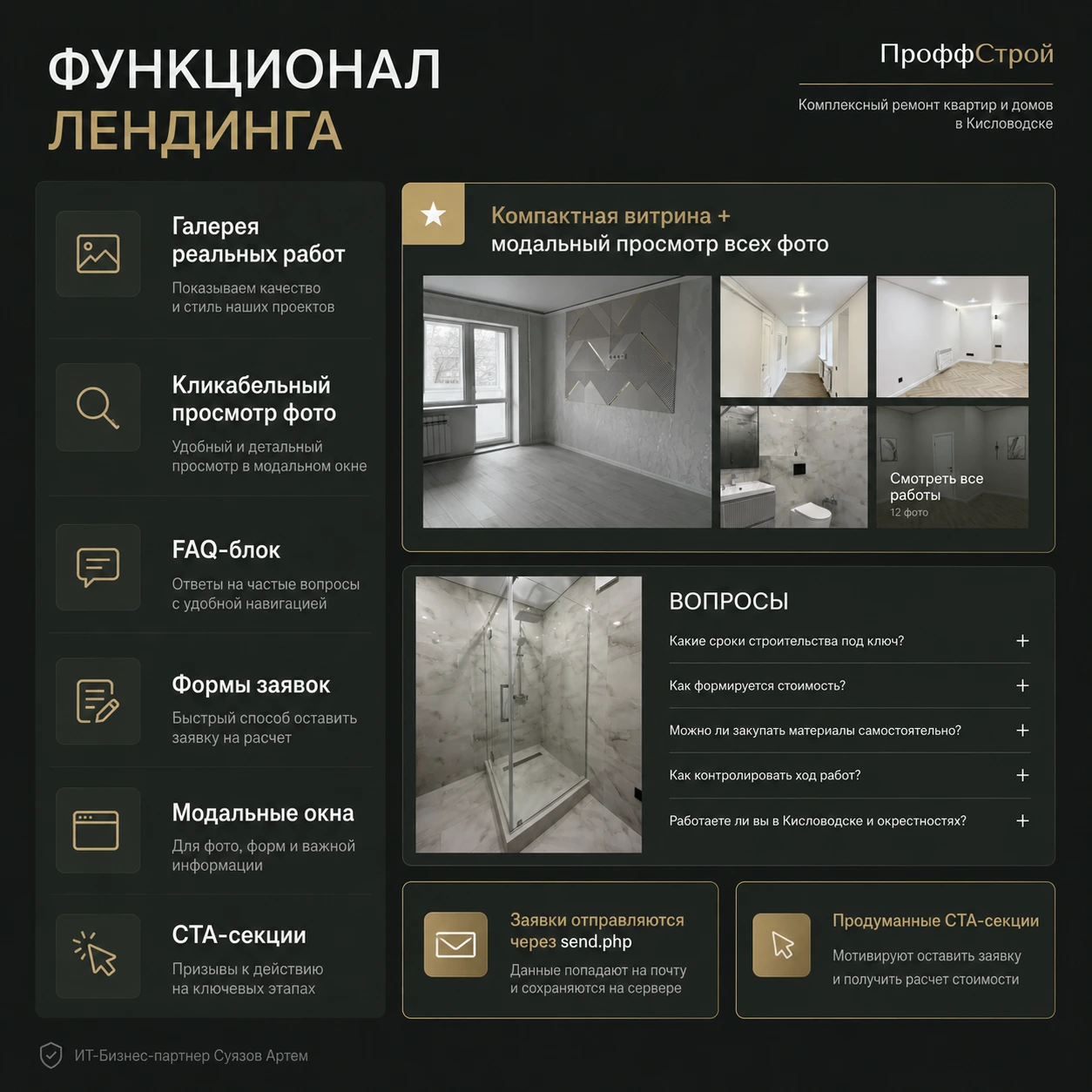 ПроффСтрой: галерея работ, вопросы и форма заявки