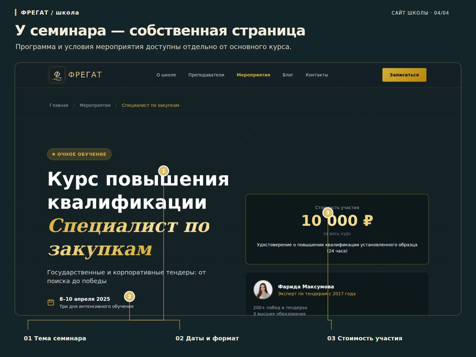 Программа и условия мероприятия доступны отдельно от основного курса.