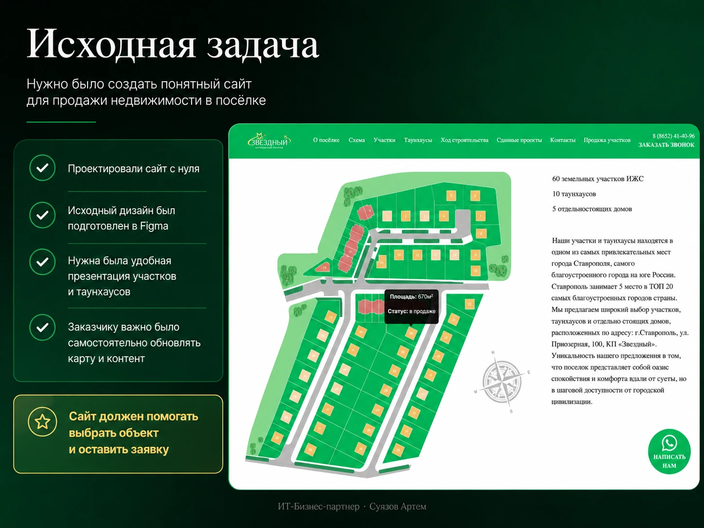 Звёздный: исходная задача и карта участков